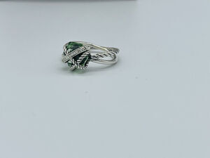 Authentic David Yurman Cable Wrap 10mm Prasiolite & Diamond Ring Sz 7